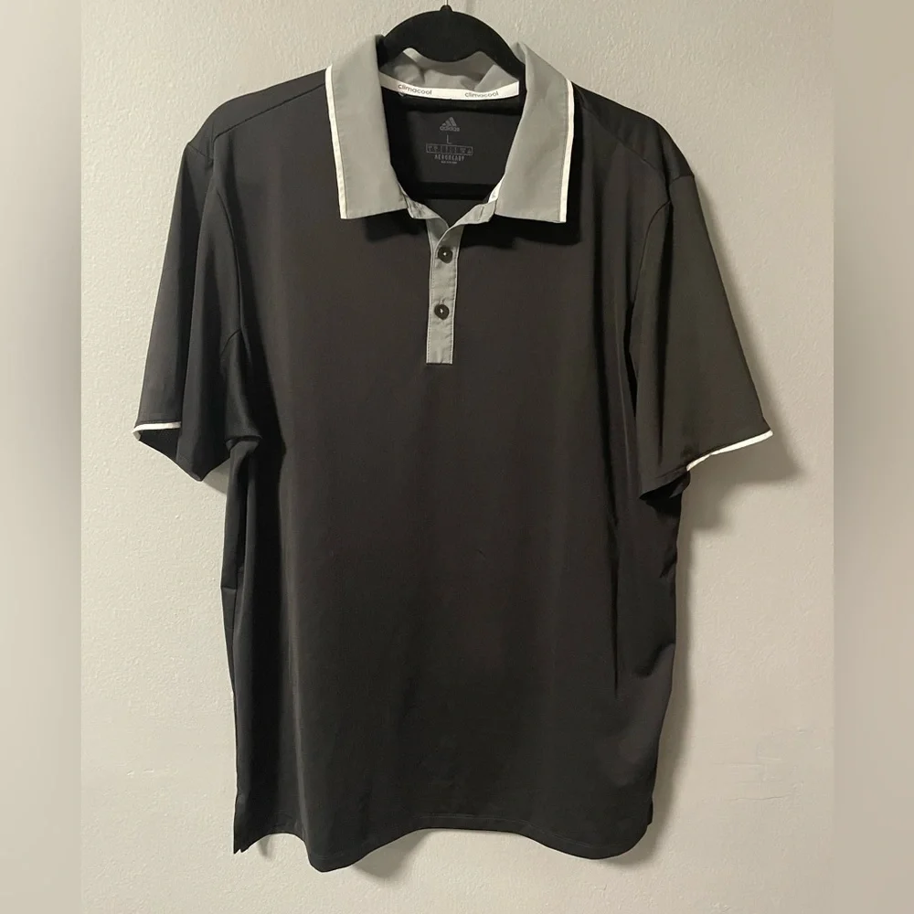Adidas climacool aeroready polo shirt in black. Size Large